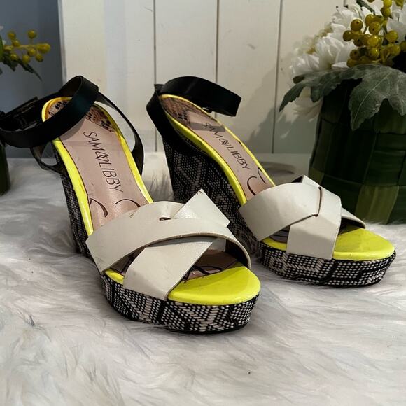 NEW Sam & Libby Boho Tribal Platform Wedge Ankle Wrap Sandals Sz 5.5 NWOT - Picture 4 of 15